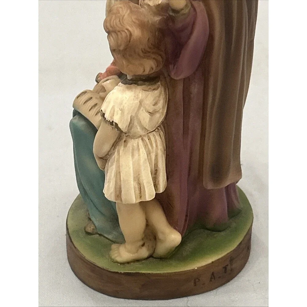 Vintage Resin Italy P.A.T. L. Toni Holy Family Statue Figurine Signed 6.25”